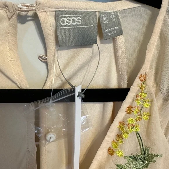 NWT ASOS high low pastel embroidered dress - Picture 3 of 5